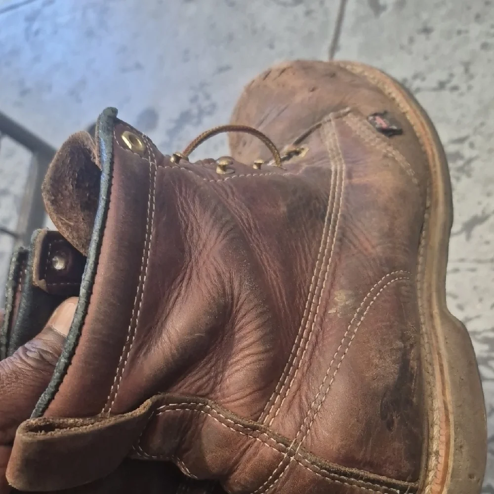 Men's Brown Leather Work Boots - Classic Lace-Up